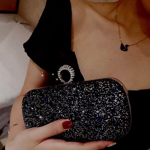 Handbags - Black Rhinestone Clutch